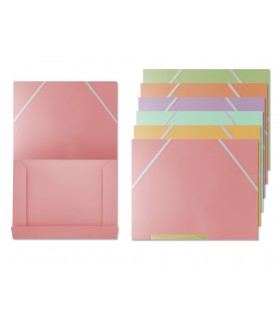 PACK 6 CARPETAS PASTEL DE GOMAS Y SOLAPAS A4