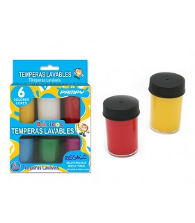 SET 6 TEMPERAS 22ML LAVABLES BÁSICOS