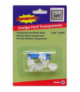 CUELGA FACIL TRANSPARENTE 1 PUNTA 6 UDS