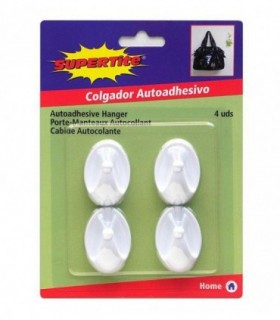 COLGADOR ADHESIVO OVALADO PEQUEÑO 4 UDS