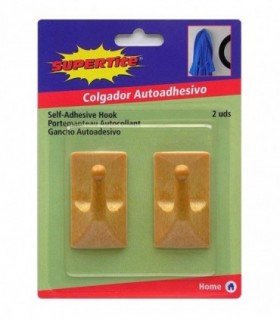 COLGADOR PLAST COL MADERA CUAD GRAN 2UDS