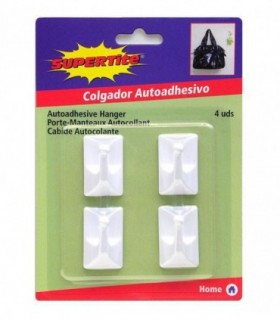 COLGADOR ADHESIVO CUADRADO PEQUEÑO 4 UDS