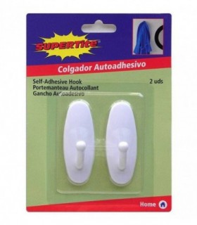 COLGADOR ADHES BLANCO OVALADO LARGO 2UDS