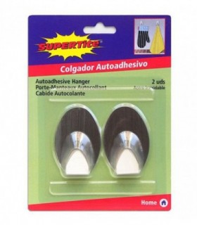 COLGADOR ADH. OVALADO INOX GRANDE 2 UDS