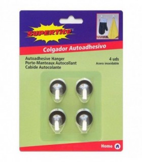 COLGADOR ADH INOX REDONDO PEQUEÑO 4 UDS