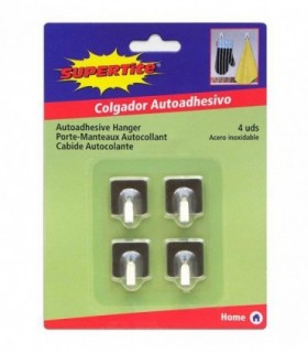 COLGADOR ADH INOX CUADRADO PEQUE. 4 UDS