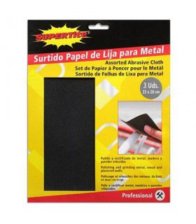 SURTID 3 HOJA PAPEL LIJA METAL 23X28CM