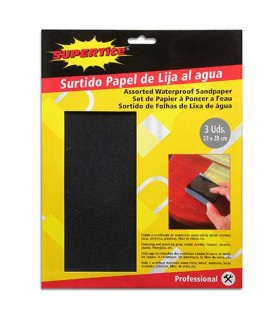SURTID 3 HOJA PAPEL LIJA AL AGUA 23X28CM