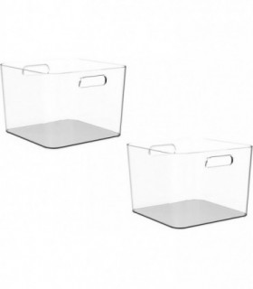 Cajas de Almacenaje con Asas (Transparente, 2 Cajas)