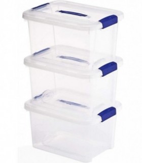 Lote 3 Cajas Apilables con Tapa Abatible y Asas (M - 21L)