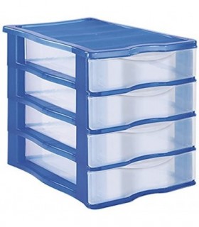 Cajonera Plastico Apilable(Azul 4 Cajones )