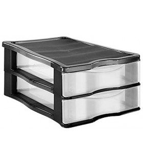 Cajonera Plastico Apilable(Negro 2 Cajones )