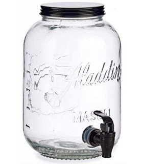 TIENDA EURASIA® Dispensador de Agua/Bebidas con Grifo - Recipiente de Cristal y Dosificador Metálico - 3800 ML