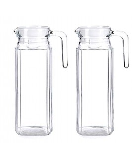 TIENDA EURASIA® Pack 2 Jarras de Agua - Jarras de Cristal con Tapa - Medida Universal Ideal para Neveras
