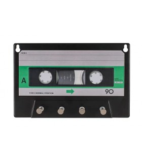 TIENDA EURASIA® Cuelga Llaves Original Cassette - Diseño Vintage 4 Ganchos - 20 x 13 cm