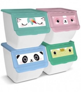 Pack de 4 Contenedores de Plastico para Juguetes de 36L