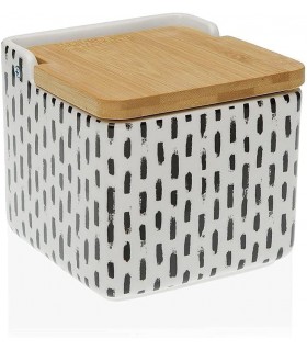 Salero de Cocina de Cerámica con Tapa de Bambú Diseños Originales - 12,2 x 12,2 x 11,5 cm