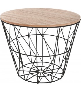 Mesa Auxiliar Nordica Mesas Auxiliares de Centro - Estructura Metalica y Tapa de Madera Extraible (Negro, D 38 x H 30,5 cm)