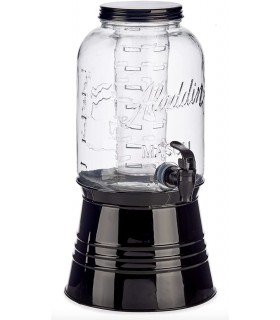 Dispensador de Agua/Bebidas con Grifo - Recipiente de Cristal y Dosificador Metálico - 3800 ML