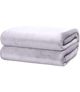 Mantas para Sofá de Terciopelo - Material 100% Microfibra - Tacto Suave Sedalina (Gris Claro, 220 X 240 CM)