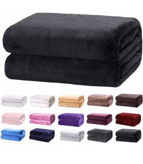 Mantas para Sofá de Terciopelo - Material 100% Microfibra - Tacto Suave Sedalina (Negro, 160 X 220 CM)