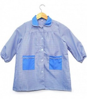 Babi Escolar con Botones Estampado a Cuadros Cuello y Bolsillos a Juego (Azul T5-5 a 6 Años)