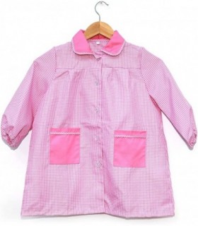 Babi Escolar con Botones Estampado a Cuadros Cuello y Bolsillos a Juego (Rosa T5-5 a 6 Años)