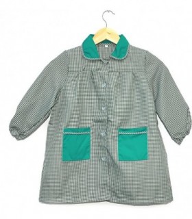 Babi Escolar con Botones Estampado a Cuadros Cuello y Bolsillos a Juego (Verde T2-2 a 3 Años)