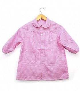 Babi Escolar con Botones Estampado a Cuadros Manga Larga (T 1 a 2 Años Rosa)