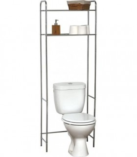 Estanteria Metalica de 2 Baldas Universal Adaptable a Todos los WC (Cromado)