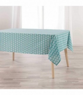 Mantel de Mesa 100% Algodón Mantel Estampado Rectangular 140 x 240 cm (Azul)
