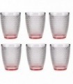 Pack 6 Vasos de Agua de Cristal Puntos Capacidad 30cl Medidas 8 x 8 x 10 cm (Rojo)