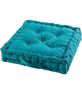 Cojines de Suelo 100% Algodón Lisa Uso Interior y Exterior (Azul)