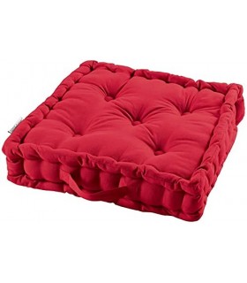 Cojines de Suelo 100% Algodón Lisa Uso Interior y Exterior (Rojo)
