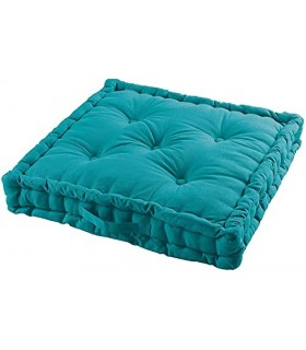 Cojines de Suelo 100% Algodón Lisa Uso Interior y Exterior (Azul)