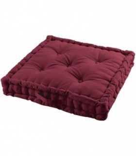 Cojines de Suelo 100% Algodón Lisa Uso Interior y Exterior (Rojo Burdeos)