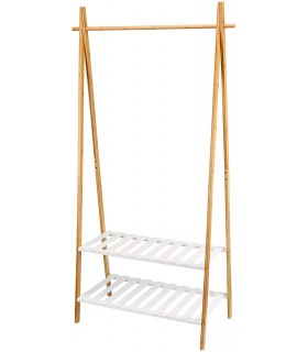 TIENDA EURASIA® Perchero de Pie Madera Blanco - Estructura de Bambu Resistente y Baldas de Madera - Estilo Nordico