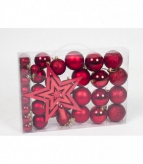 SET 42 BOLAS NAVIDAD ROJAS TAMAÑO SURTID