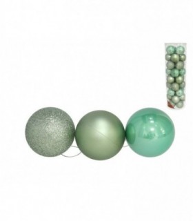 BOLA NAVIDAD X36 TUBO MOTLEY VERDE 6CM 3
