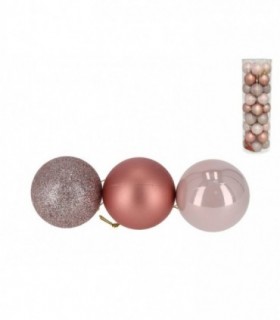 BOLA NAVIDAD X36 TUBO MOTLEY ROSA 6CM 3S
