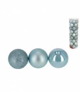 BOLA NAVIDAD X36 TUBO MOTLEY AZUL 6CM 3S
