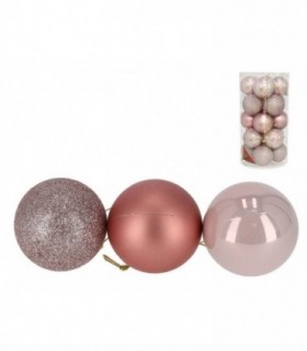 BOLA NAVIDAD X20 BOTE MOTLEY ROSA 8CM 3S