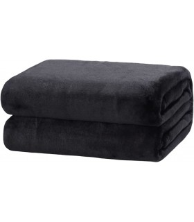 Mantas para Sofá de Terciopelo - Material 100% Microfibra - Tacto Suave Sedalina (Negro, 220 X 240 CM)