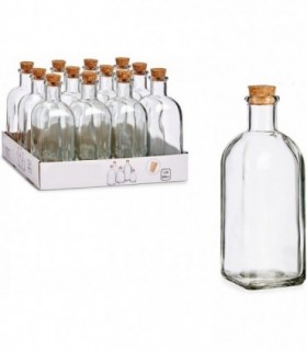 Pack 12 Botellas de Vidrio con Tapon de Corcho  Transparente (500 ml / 12 uds)