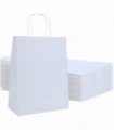 Pack 25 Bolsas de Papel Kraft de Regalo con Asa Color Liso (32x41 +12 cm, Blanca)