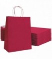 Pack 25 Bolsas de Papel Kraft de Regalo con Asa Color Liso (32x41 +12 cm, Roja)