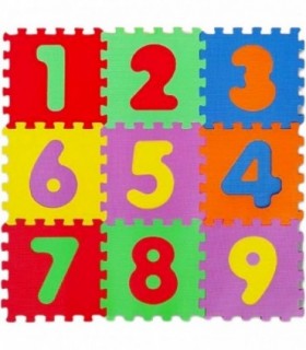 Alfombra Puzzle para Bebe Infantil de Goma Eva Pack 9 Piezas de 30 cm Superficie de Juego y Proteccion (Numeros 9 Piezas)