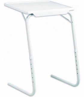 Mesa Auxiliar Plegable y Extensible Color Blanco Estructura de Metal y PVC 51x39x70cm