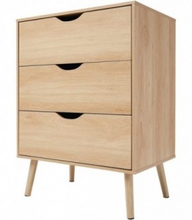 Mesitas de Noche de Diseño Nordico de Madera con Patas 1 Cajon (3 Cajoneras)