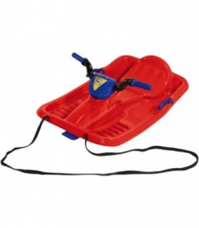 Trineo Nieve Niños y Adultos  Plastico Resistente con Asas y Cuerda para Tirar 84 x 45 x 24 cm (Rojo con Volante)
